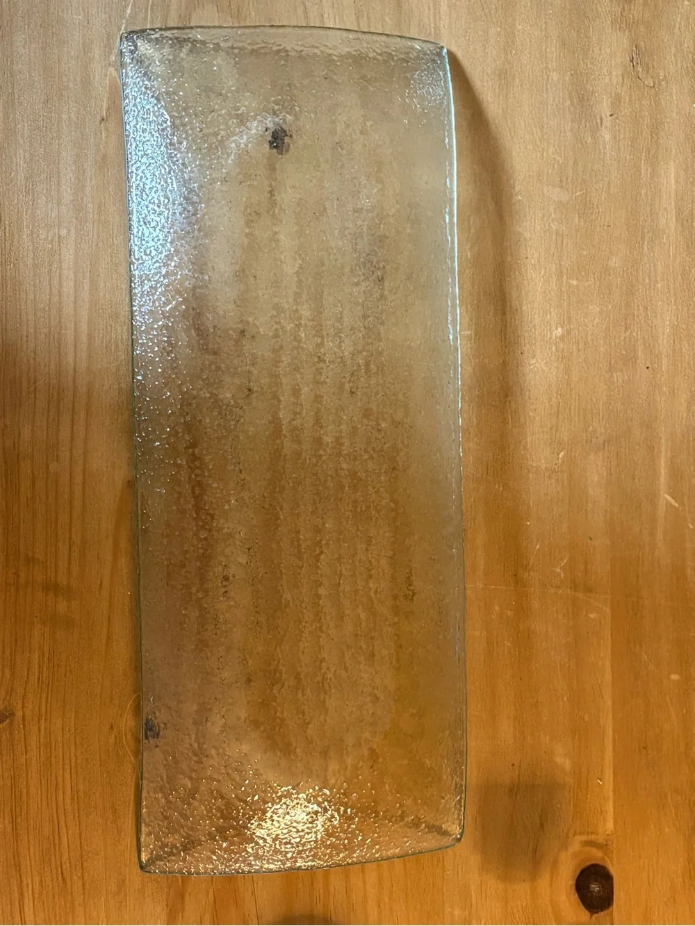 Clear Textured Glass Table Platter - Rectangular